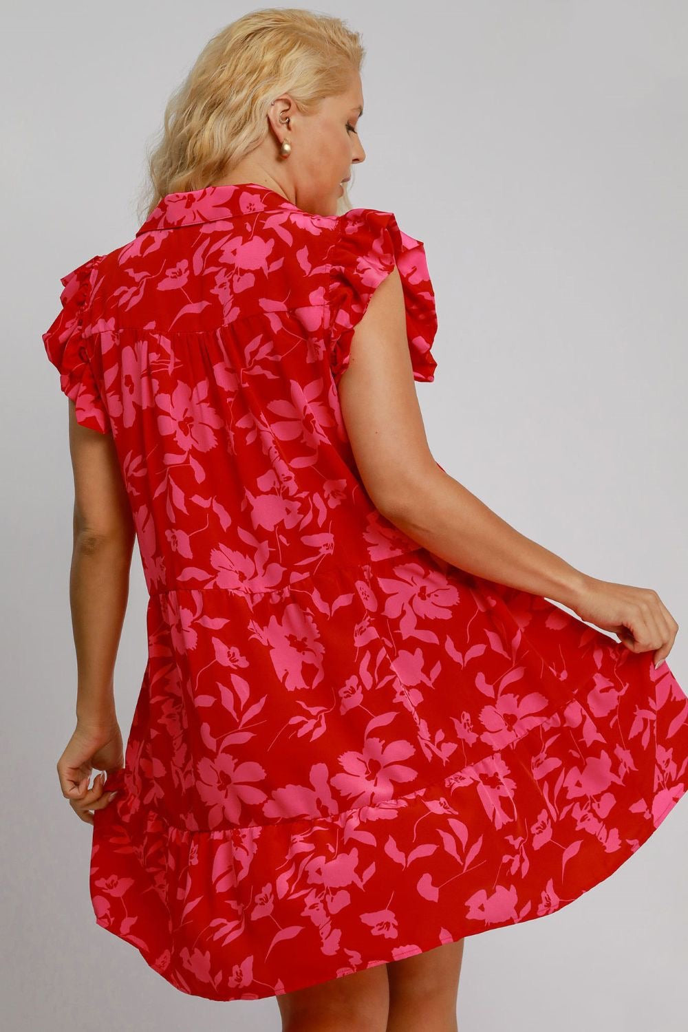 Ruffle Cap Sleeve Tiered Dress Plus Size