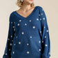 Star V-Neck Long Sleeve Sweater