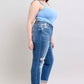 Button Fly Distressed Jeans with Pockets Plus Size