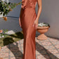 One Shoulder Sleeveless Maxi Dress in Caramel