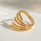 18K Gold-Plated Stainless Steel Irregular Lines Open Ring