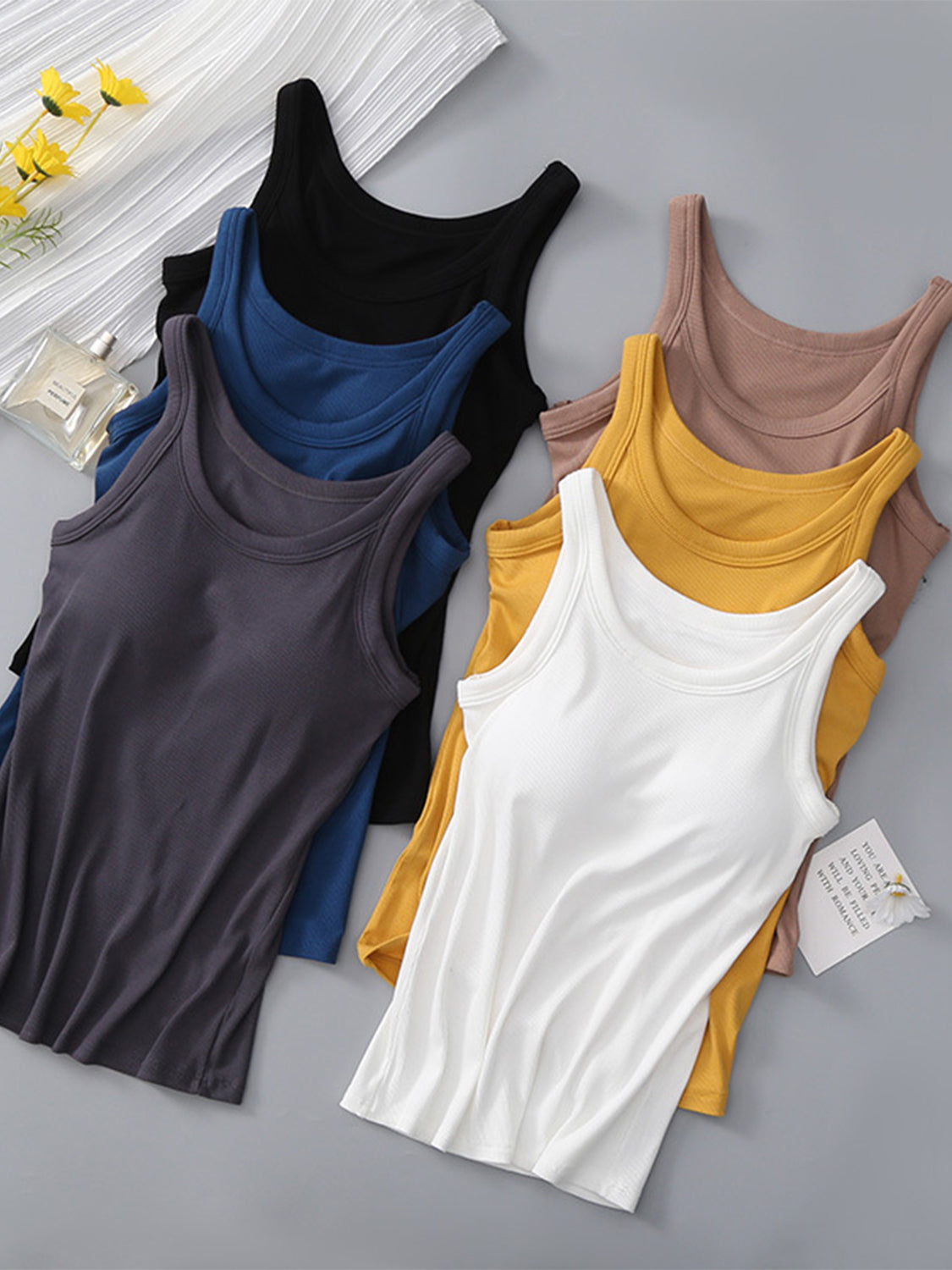 Basic Round Neck Tank Top with Bra