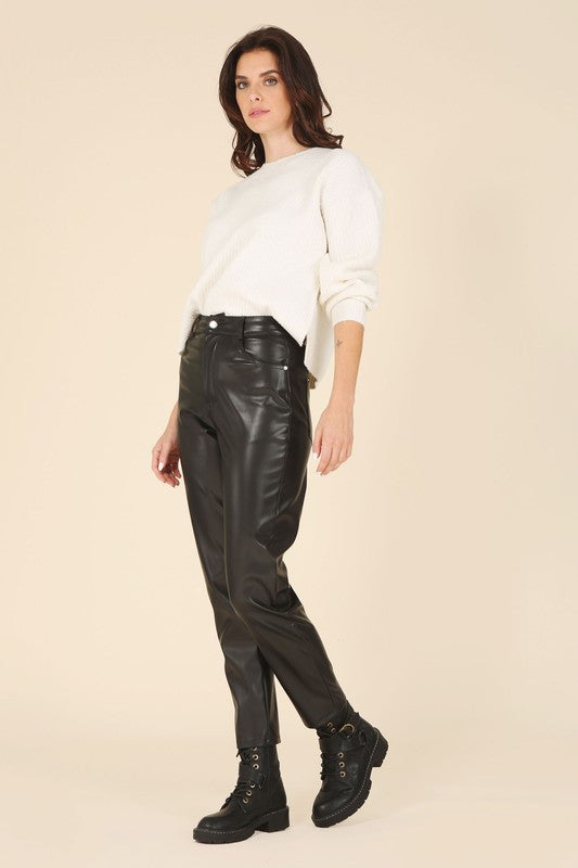 Vegan Leather Straight Leg Pants