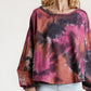 Tie Dye Round Neck Long Balloon Sleeve Top