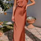 One Shoulder Sleeveless Maxi Dress in Caramel