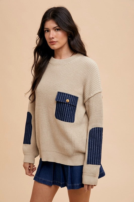 Annie Drop Shoulder Sweater with Patch Pocket