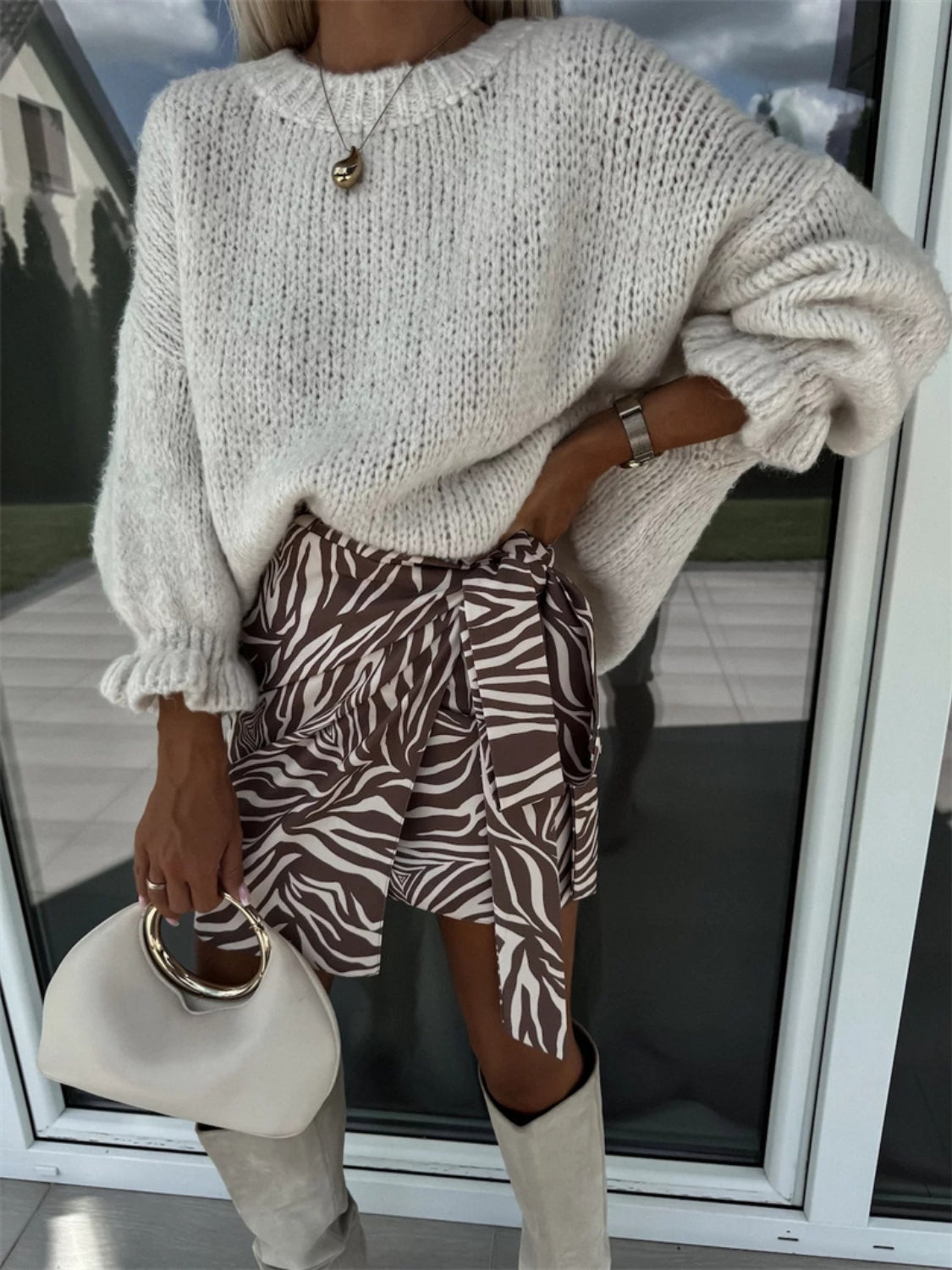 Frilled Sleeve Sweater