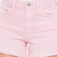 Kancan Raw Hem High Waist Pink Denim Shorts