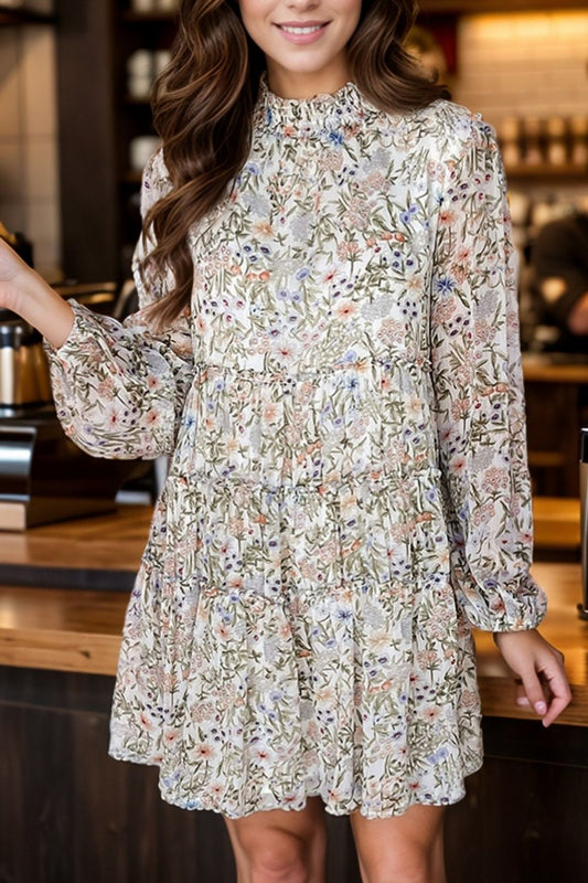 Falling for Floral Mock Neck Long Sleeve Mini Dress