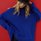 Side Slit Turtleneck Long Sleeve Sweater