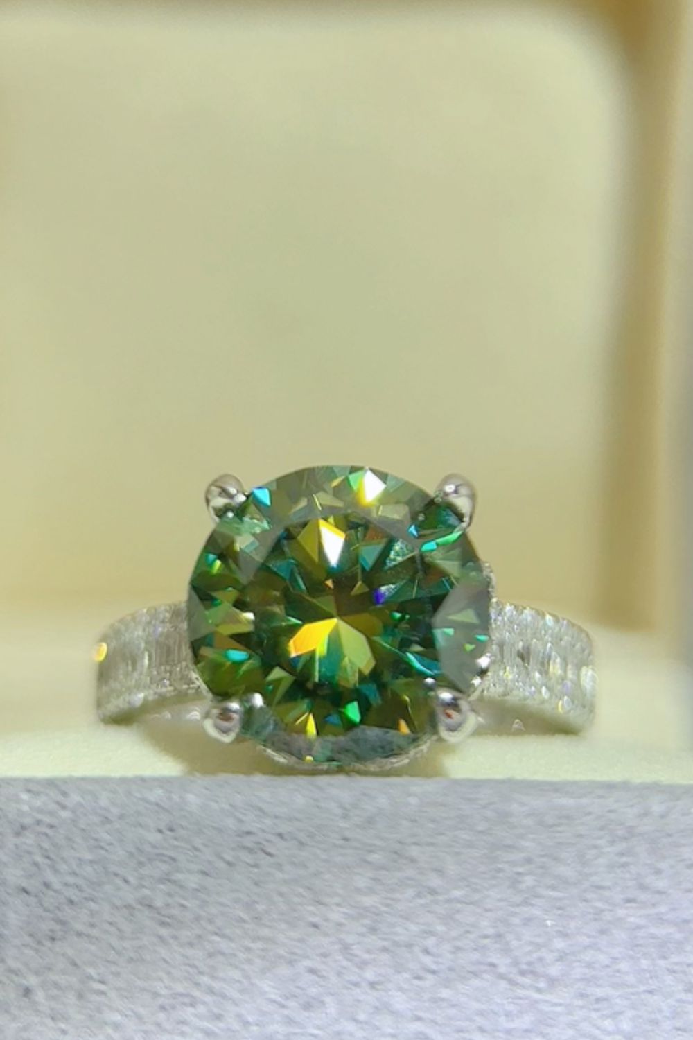 Green 5 Carat Moissanite Ring