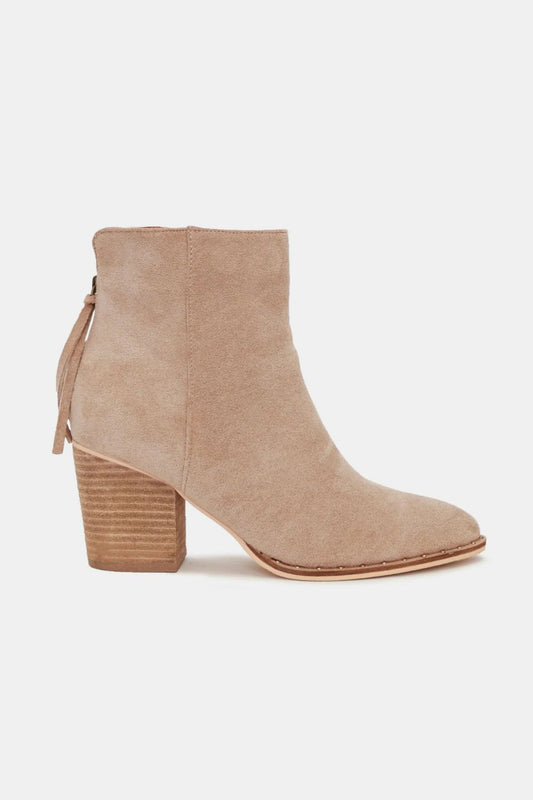 Taupe Point Toe Ankle Booties