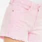 Kancan Raw Hem High Waist Pink Denim Shorts