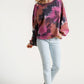 Tie Dye Round Neck Long Balloon Sleeve Top