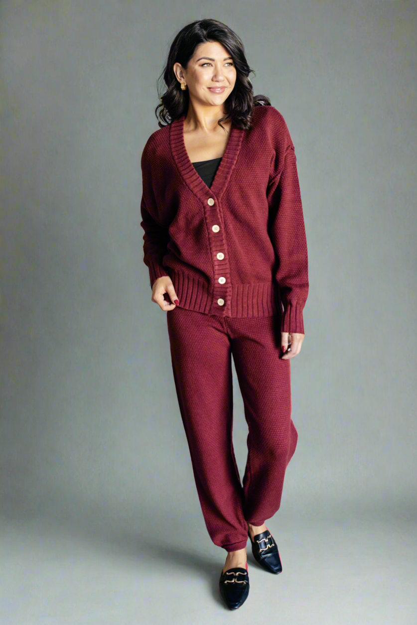 Simple Solution Knit Set in Wine