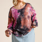 Tie Dye Round Neck Long Balloon Sleeve Top