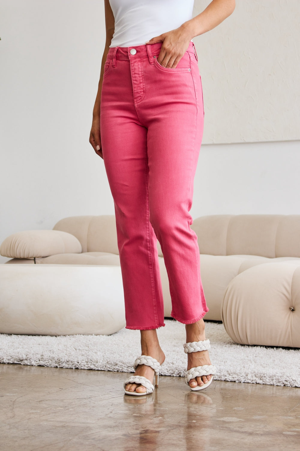 RFM Dylan Tummy Control High Waist Crop Jeans in Sunkissed