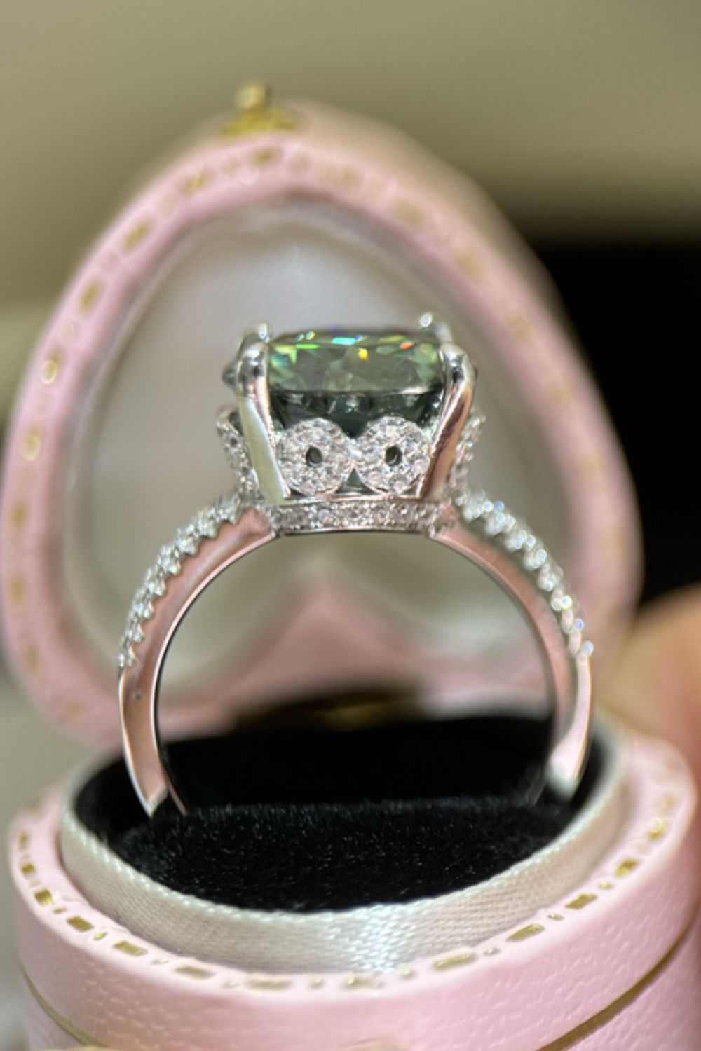 Green 5 Carat Moissanite Ring