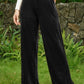 Velvet Wide Leg Pants with Pockets