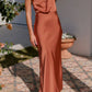 One Shoulder Sleeveless Maxi Dress in Caramel