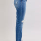 Button Fly Distressed Jeans with Pockets Plus Size