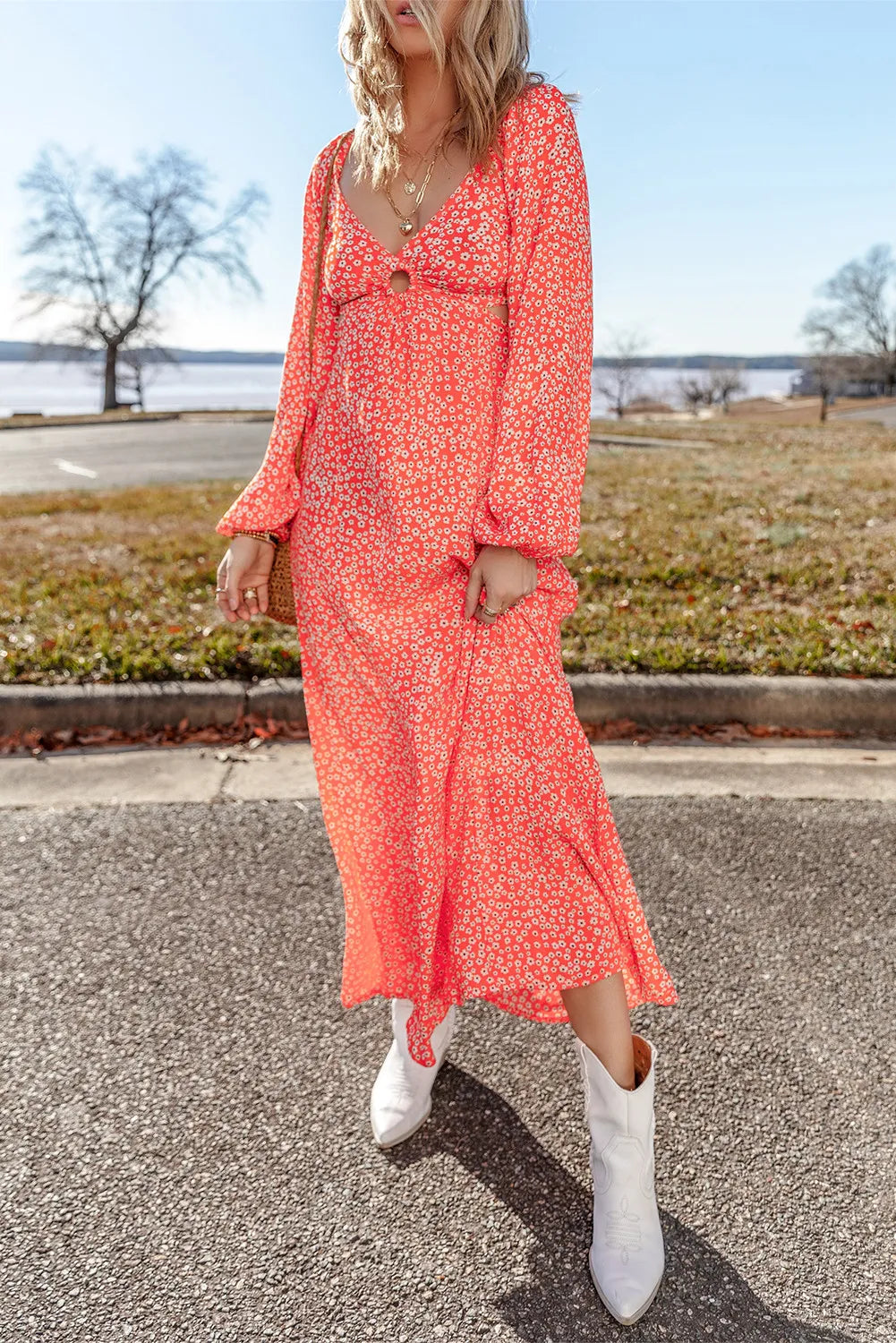 Bloom Boom Long Sleeve Midi Dress