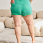 RFM Tummy Control High Waist Denim Shorts in Caribbean Green