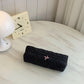 Small Bow Embroidered Quilted Cosmetic Bag