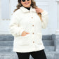 Plus Size Collared Neck Button Down Fuzzy Jacket