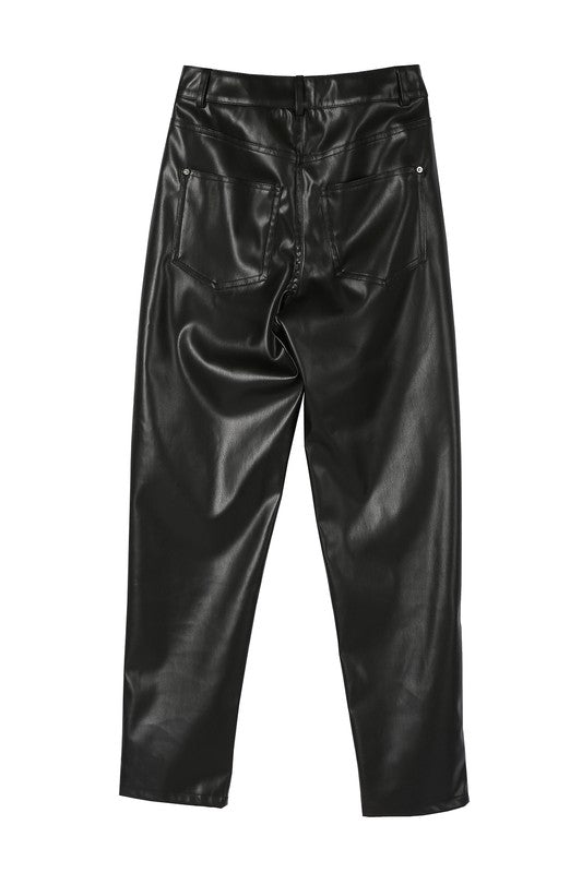 Vegan Leather Straight Leg Pants