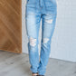 Aiden High Rise Patch Pocket Distressed Boyfriend Jeans