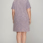 Short Sleeve Pearl Studded Trim Knit Tweed Dress in Lilac