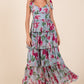 Layered Floral Sweetheart Neck Maxi Dress