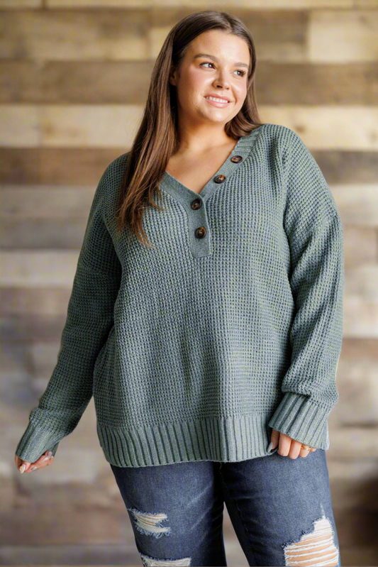 Lakeside View Drop Shoulder Sweater in Sage