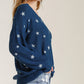 Star V-Neck Long Sleeve Sweater