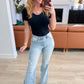 Caroline Mid Rise Control Top Distressed Flare Jeans