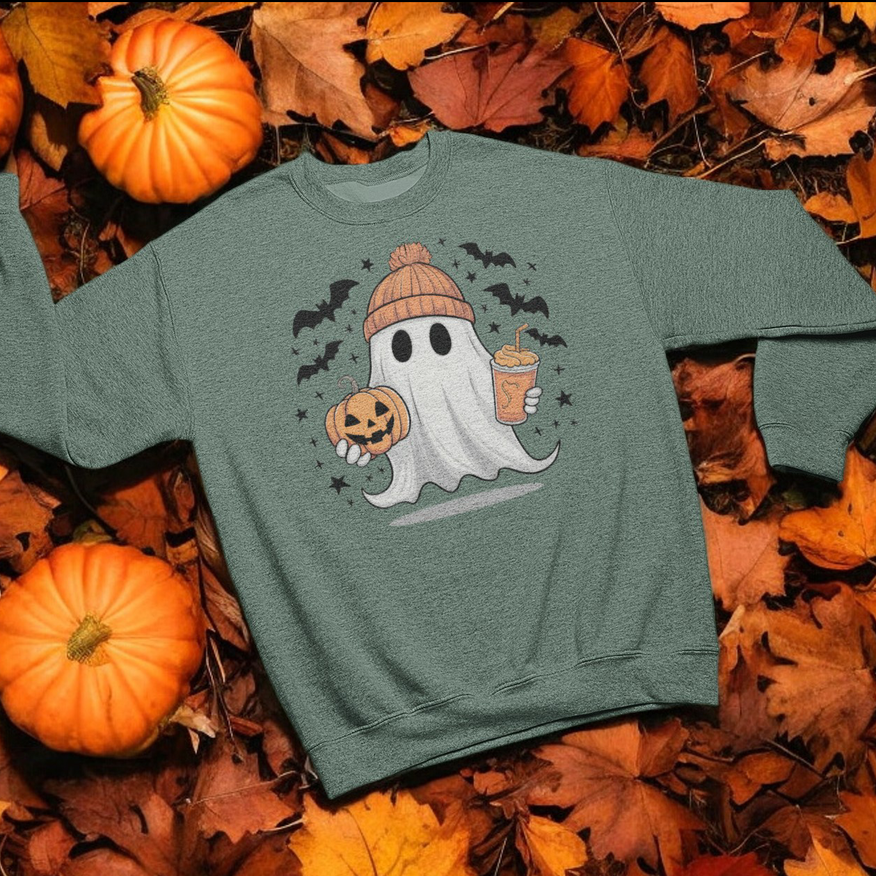 Retro Coffee Ghost Graphic Sweatshirt