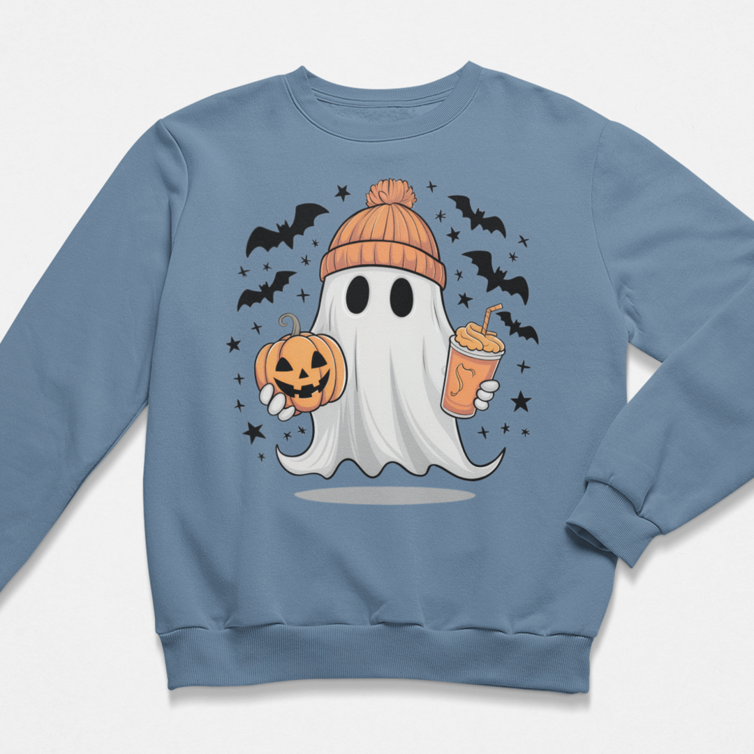 Retro Coffee Ghost Graphic Sweatshirt