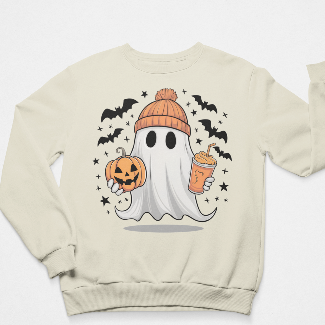 Retro Coffee Ghost Graphic Sweatshirt