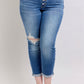 Button Fly Distressed Jeans with Pockets Plus Size