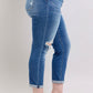 Button Fly Distressed Jeans with Pockets Plus Size