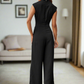 Ruched Mock Neck Sleeveless Jumpsuit