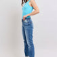 Button Fly Distressed Jeans with Pockets Plus Size