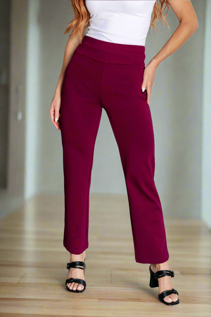 Magic Straight Pants in Wine