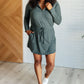 Getting Out Long Sleeve Hoodie Romper in Smoked Spruce