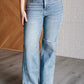 Melia High Rise Side Seam Detail Wide Leg Jeans