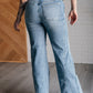 Melia High Rise Side Seam Detail Wide Leg Jeans