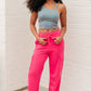 Run, Don't Walk Cargo Sweatpants in Flamingo Pink