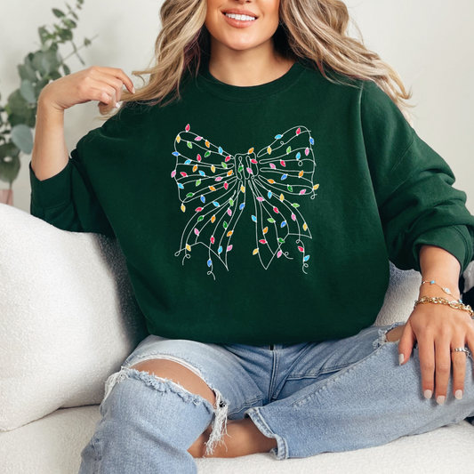 Lights in a Bow Christmas Graphic Sweatshirt