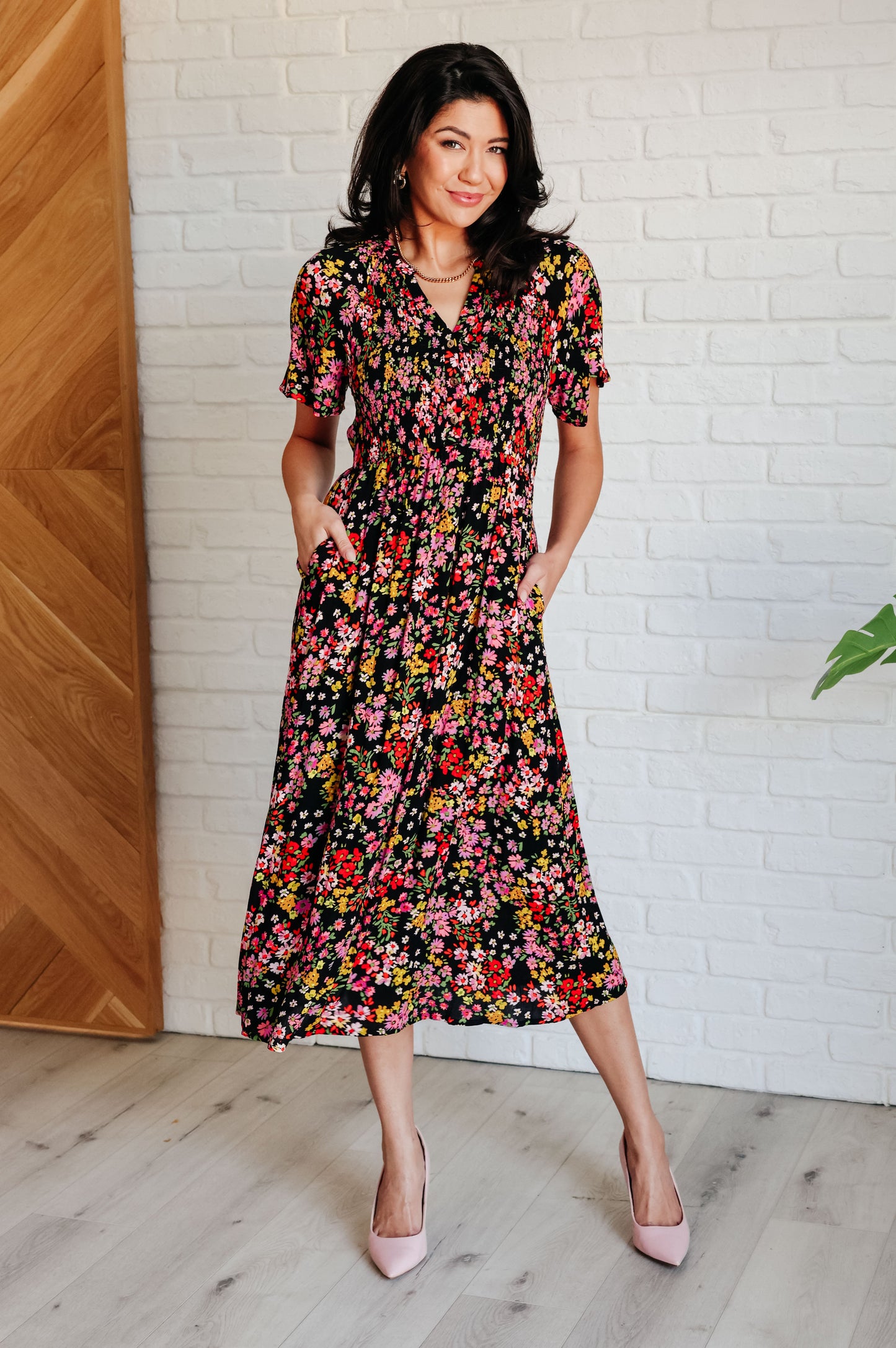 Wildflower V-Neck Button Up Dress